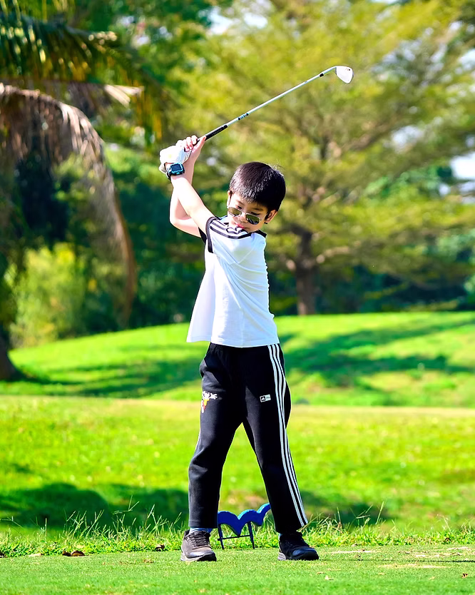 Junior program students on the course